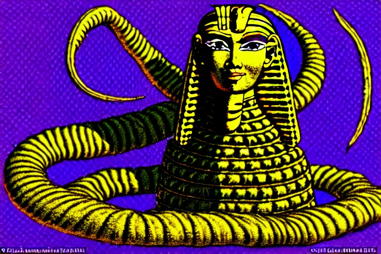 Image similar to godlike nematode. godking. weakening. surrounded by his followers. shadow realm. egyptian