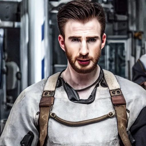 Image similar to first photos of 2 0 2 4 machinist remake - scrawny and gaunt chris evans, ( eos 5 ds r, iso 1 0 0, f / 8, 1 / 1 2 5, 8 4 mm, postprocessed, crisp face, facial features )