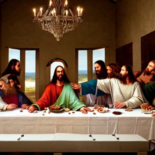 Image similar to cate blanchett as Jesus in the last supper