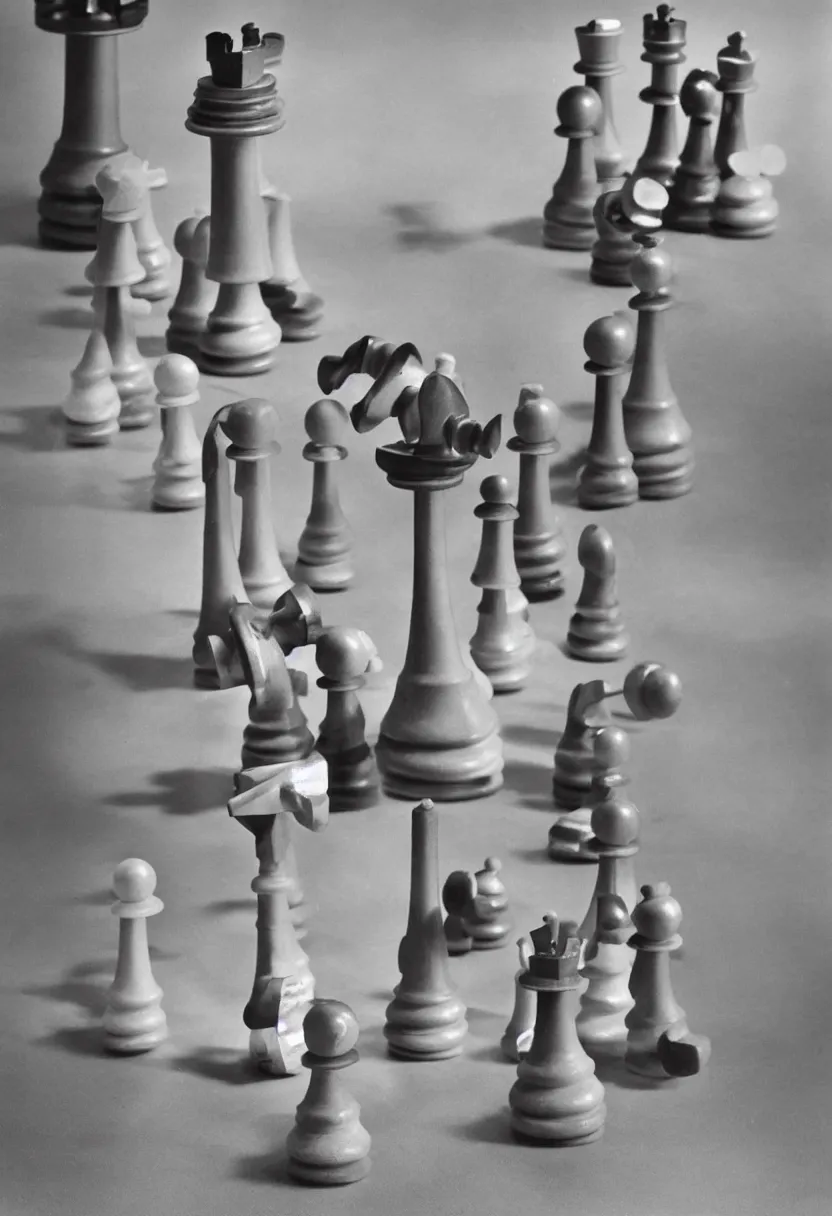 Prompt: a singular chess machine by Marcel Duchamp, simple readymade object on a pedestal, courtesy of Centre Pompidou, archive photography by Richard Avedon