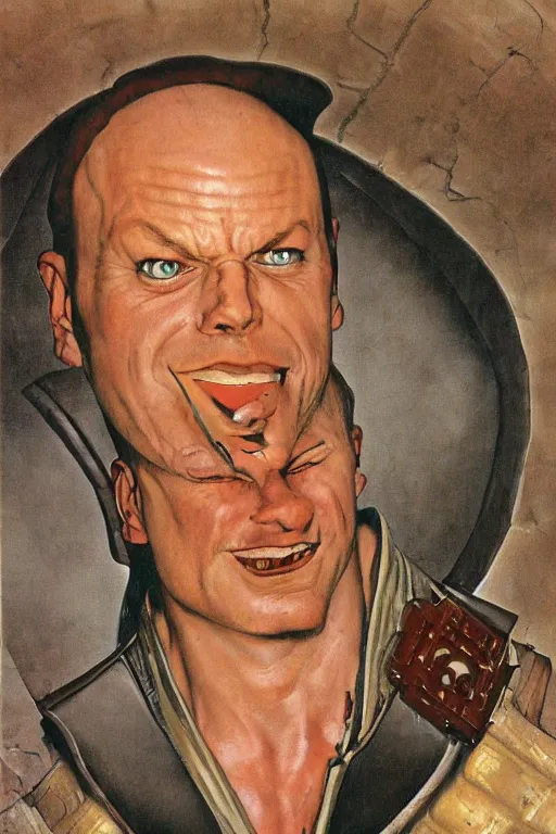 Image similar to Kroben Dallas from the Fifth element movie painted by Norman Rockwell