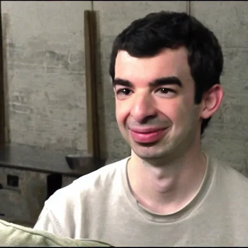 Image similar to nathan fielder watching lord of the rings in a basement