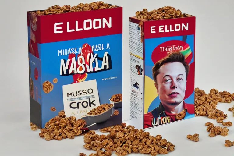 Image similar to elon musk cereal box