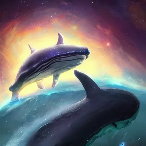 Image similar to space magical whale with multiple eyes, eyes!, eyes!, eyes!, eyes!, eyes!, eyes, galaxy whale, epic fantasy style art, galaxy theme, by Greg Rutkowski, hearthstone style art, 99% artistic