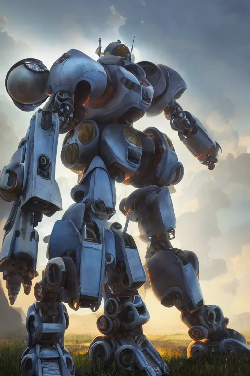 Image similar to mechwarrior 5 : mercenaries mech megaman transformer robot boss tank engine game octane render, 4 k, hd 2 0 2 2 3 d cgi rtx hdr style chrome reflexion glow fanart, global illumination ray tracing hdr fanart arstation by ian pesty by jesper ejsing pixar and disney unreal zbrush central hardmesh