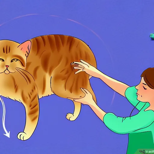 Image similar to wikihow article on how to bath your cat, with illustrations and diagrams ,