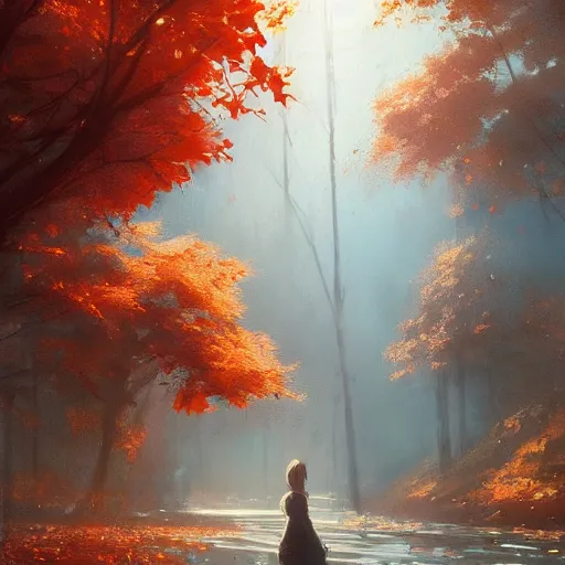 Image similar to autumn, concept art, artstation, makoto shinkai, digital art, greg rutkowski