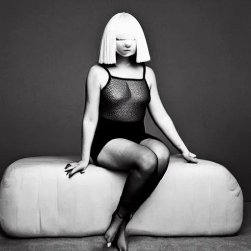 Image similar to Sia Furler artistic photoshoot wearing a leotard