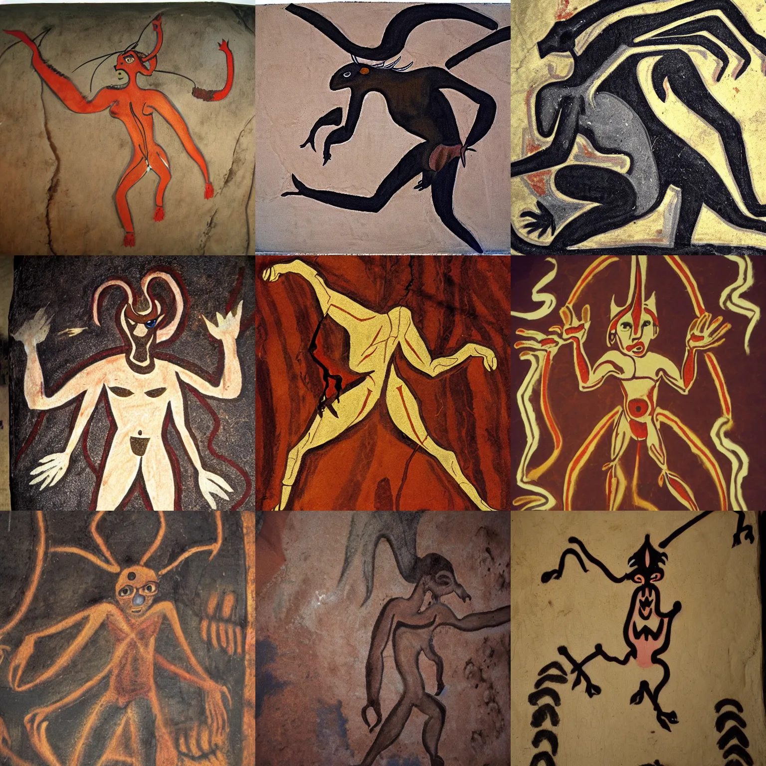 Prompt: Cave painting of a demon