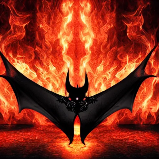 Image similar to Full flaming demon bat wings on black background