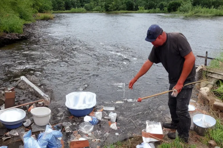 Prompt: dumping loads of mercury!!!! thermometers!!!!! into the river