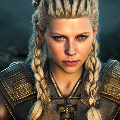 Prompt: portrait art of lagertha, 8 k ultra realistic, lens flare, atmosphere, glow, detailed, intricate, full of colour, cinematic lighting, trending on artstation, 4 k, hyperrealistic, focused, extreme details, unreal engine 5, cinematic, masterpiece