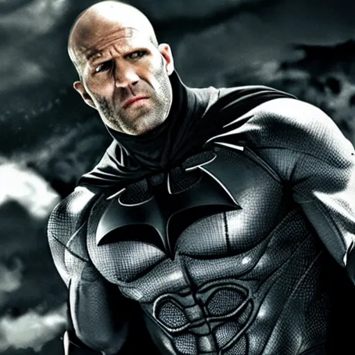 Image similar to jason statham as batman, cinematic, an film still