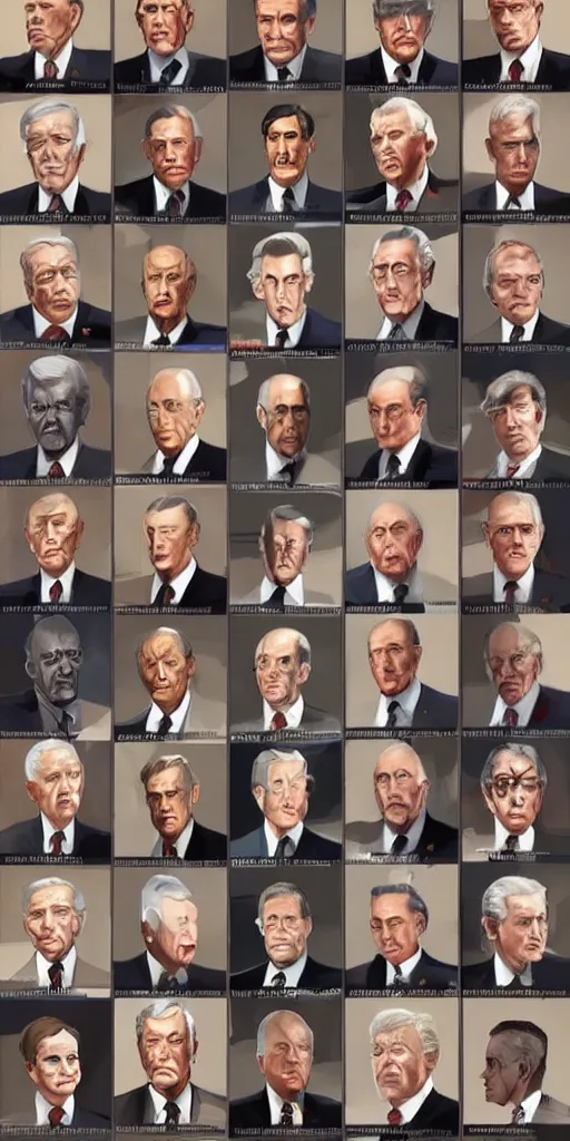 Prompt: symmetry!! all the presidents of usa, very detailed, perfect lighting, perfect composition, 4 k, artgerm, derek zabrocki, greg rutkowski