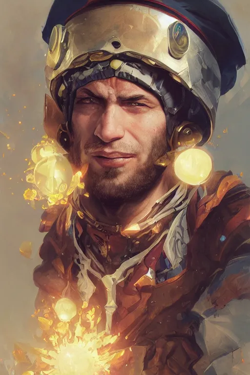 Prompt: portrait of the alchemist wearing the legendary loot headgear by artgerm and Craig Mullins, James Jean, Andrey Ryabovichev, Mark Simonetti and Peter Morbacher 16k