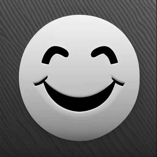 Image similar to grey smiley icon, white background, 2 d, high detailed, no colours, only black and white