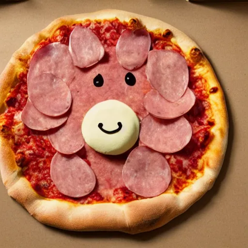 Image similar to a pizza shaped pig