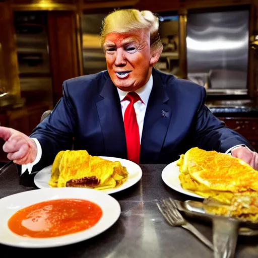 Image similar to Donald Trump on an omelette, food photography