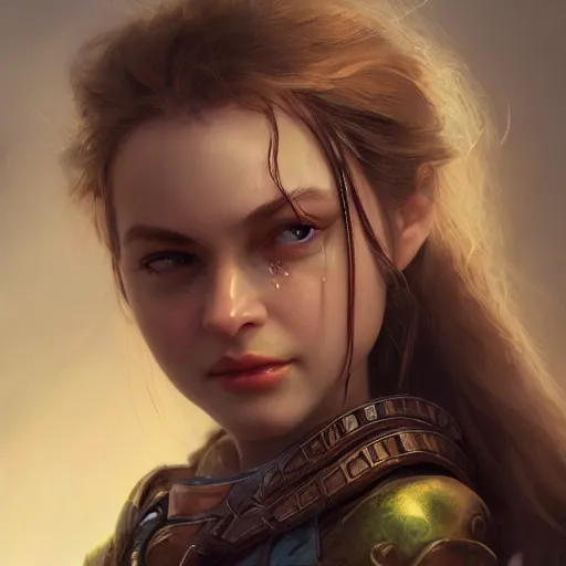 Image similar to beautiful fantasy girl protrait, epic, epic lighting, character portrait, james gurney, character concept style trending on artstation, detailed face, concept art, detailed, octane render cinematic, photo-realistic, 8k, high detailed