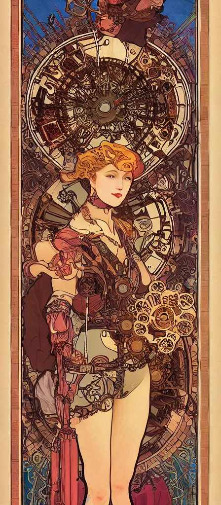 Prompt: a machine like apple in the priestess of hand, steampunk, by mucha, 8 k