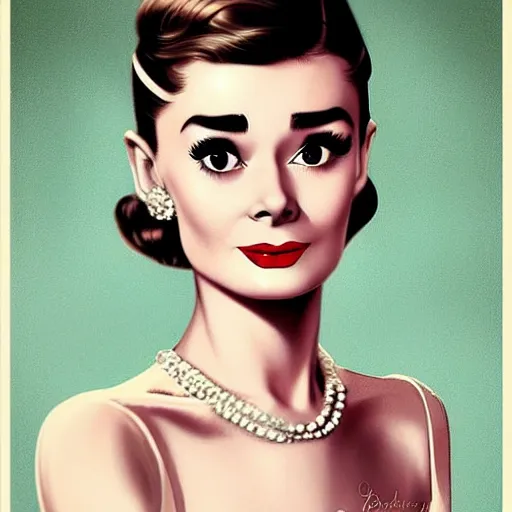 Image similar to gorgeous female Audrey Hepburn, 1930s style clothing, old photo from the 1930s, realistic character concept, medium shot, elegant pose, illustration, symmetrical face and body, realistic eyes, cinematic lighting, hyperdetailed, detailed realistic symmetrical, Charlie Bowater, Norman Rockwell, single face, insanely detailed and intricate, beautiful, elegant, autumn leaves background