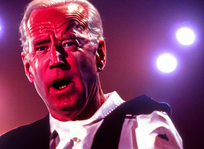 Image similar to publicity photo still of joe biden in gwar live on stage 1 9 9 8, 8 k, live concert lighting, mid shot