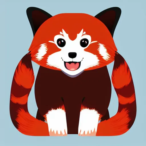 Image similar to cartoon illustration of a red panda, white background, anime