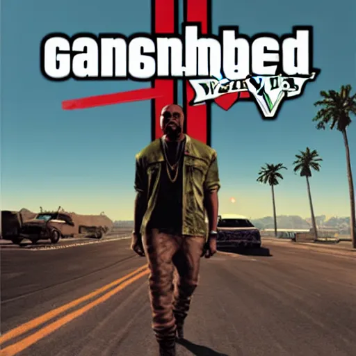 Image similar to kanye west, gta v style, cover