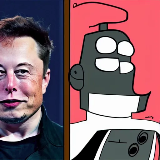 Prompt: ELON MUSK in the style of futurama