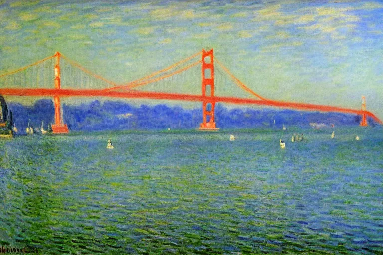 Image similar to monet painting of the golden gate bridge