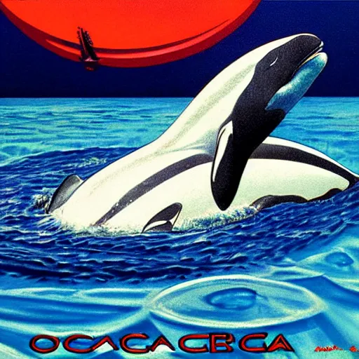 Prompt: cyborg orca by robert mccall trending on arstation