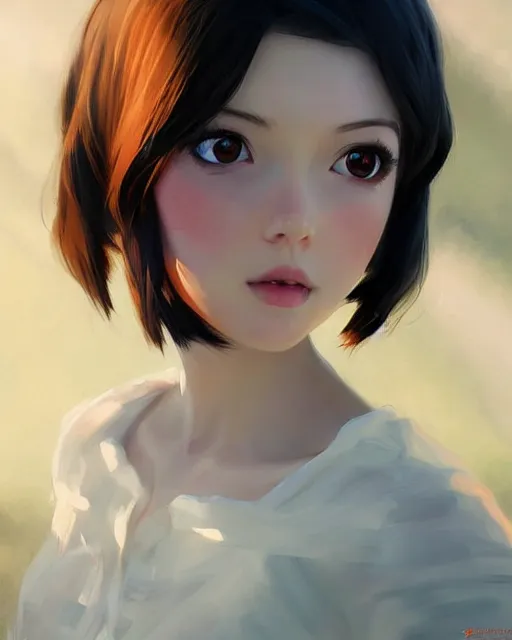 Image similar to portrait Anime snow white, girl cute-fine-face, pretty face, realistic shaded Perfect face, fine details. Anime. realistic shaded lighting by Ilya Kuvshinov Giuseppe Dangelico Pino and Michael Garmash and Rob Rey, IAMAG premiere, aaaa achievement collection, elegant freckles, fabulous