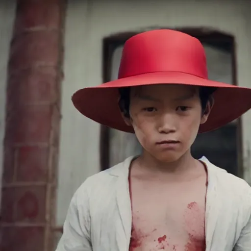 Image similar to a film still of luffy in the handmaid's tale, 2 0 1 7