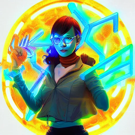 Image similar to skill magic geek inside matrix deepdream radiating a glowing aura stuff loot legends stylized digital illustration video game icon artstation lois van baarle, ilya kuvshinov, rossdraws,