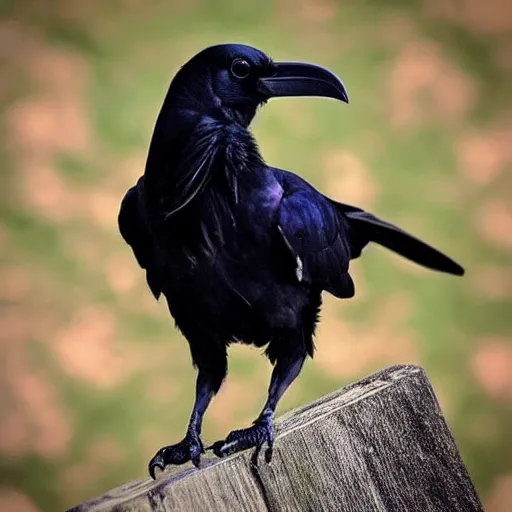 Prompt: “a raven looks at the camera. full of personality and charisma. Striking features and pose.”