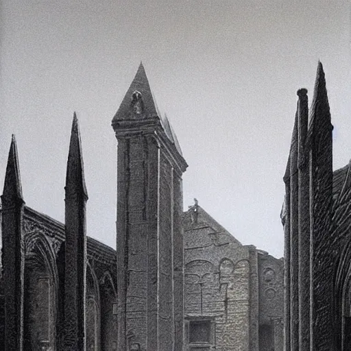 Prompt: old cathedral by zdzisław beksiński