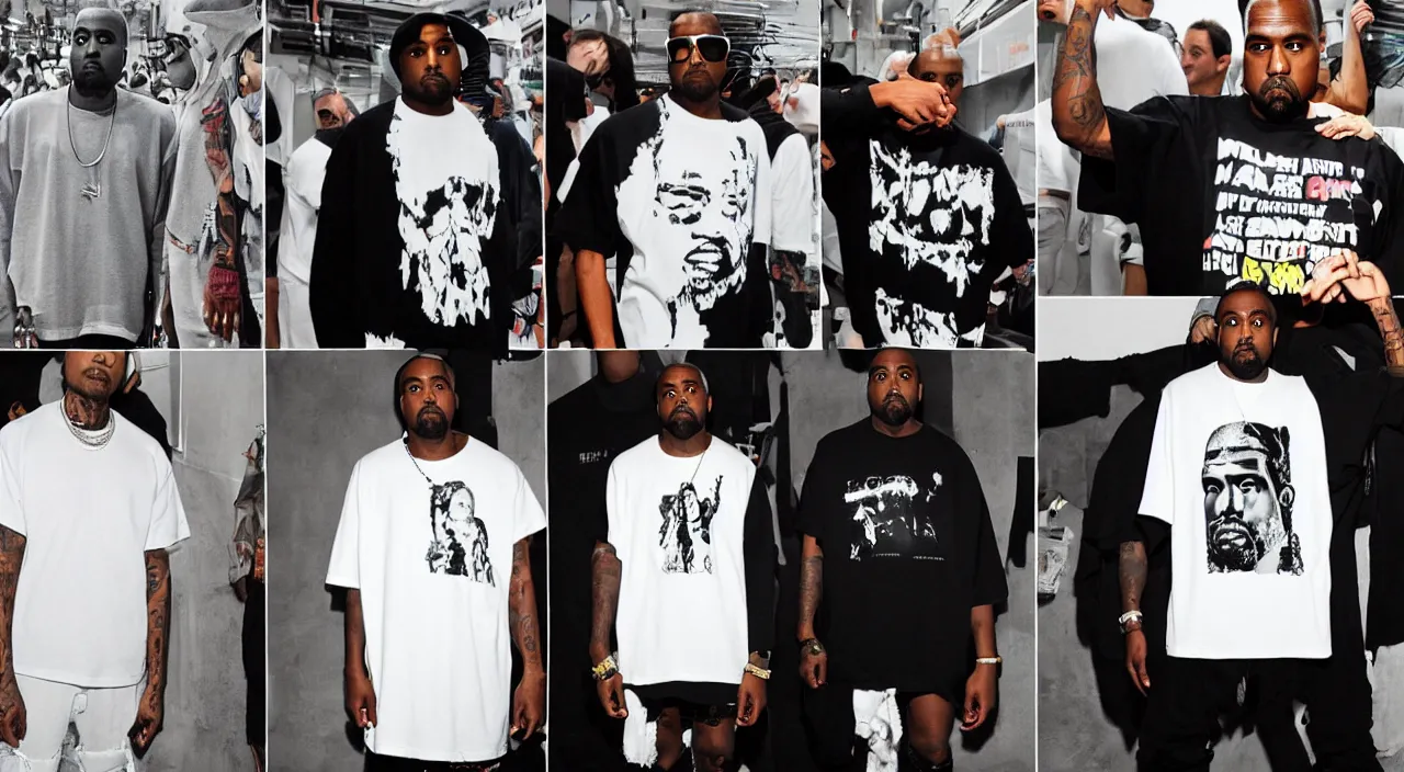 Image similar to A successful collab print on a T-shirt in these days by Kanye West by Virgil Abloh by A-COLD-WALL* by GOLF WANG by STÜSSY by VETEMENTS , trending on markets, sold out piece