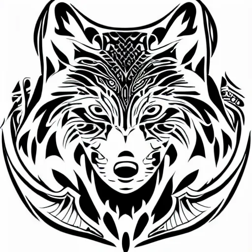 Image similar to tattoo stencil. black and white vector, wolf