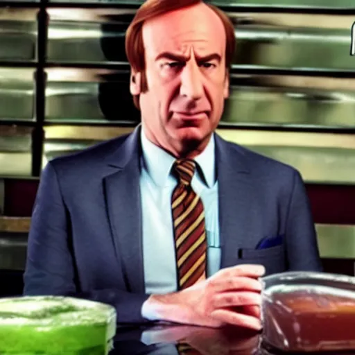 Prompt: Saul Goodman melting into a pile of geen ooze, oozetastic