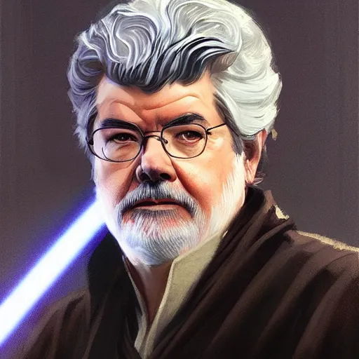 Image similar to A portrait of george lucas, star wars art, art by greg rutkowski, matte painting, trending on artstation