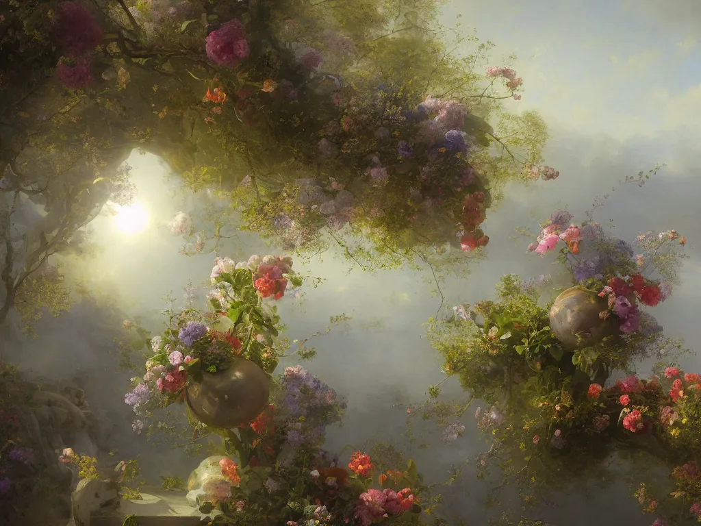 Prompt: 3d render, Sunlight Study, The orb of Truth in springtime by Jan Davidsz de Heem and Rachel Ruysch and (((((((((Ivan Aivazovsky))))))))) and (((Lisa Frank))), Art Nouveau, 8k, extreme detail, sharp focus, octane render