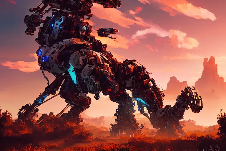 Image similar to rollerback machine creature robot of horizon forbidden west horizon zero dawn radiating a glowing aura global illumination ray tracing hdr fanart arstation by ian pesty and alena aenami artworks in 4 k