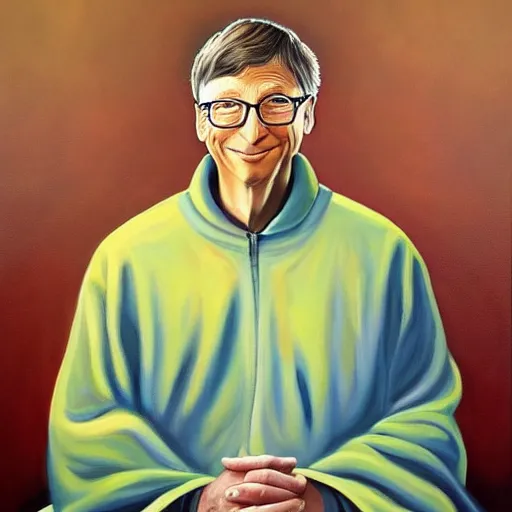 Prompt: this is a painting with the theme bill gates inner peace on the artstation trending page of year 2 2 2 2