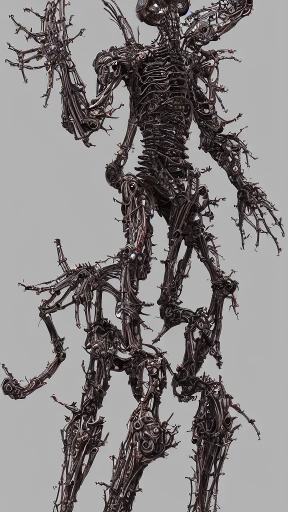 Image similar to highly detailed full body sketch of a biomechanical automaton, grotesque, bizarr, fleshy, digital art, concept art, character art, studio lightning, dark colors, intricate, masterpiece, photorealistic, hiperrealistic, sharp focus, high contrast, Unreal Engine 5