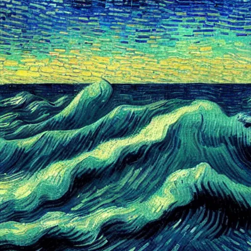 Prompt: the ocean by vincent van gogh, digital art, trending on artstation