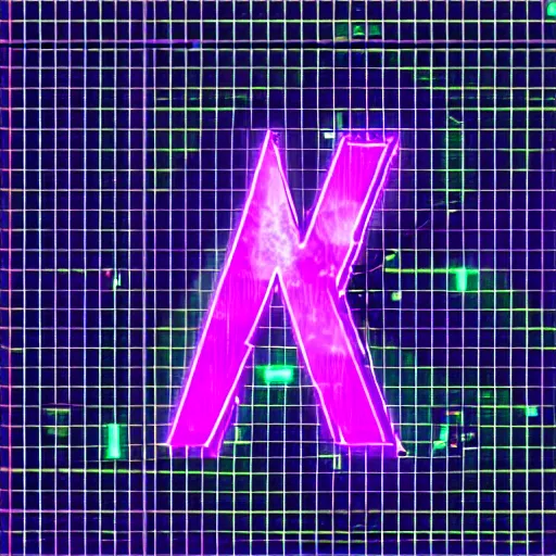 Image similar to retrowave monospace letter 'A' on clean black background