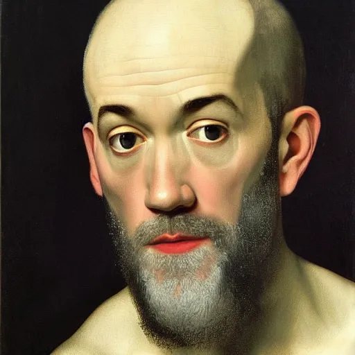 Image similar to painting of michael stipe by caravaggio