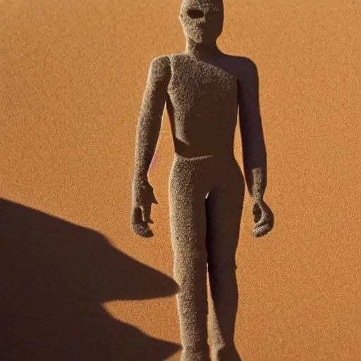 Prompt: a man made of sand