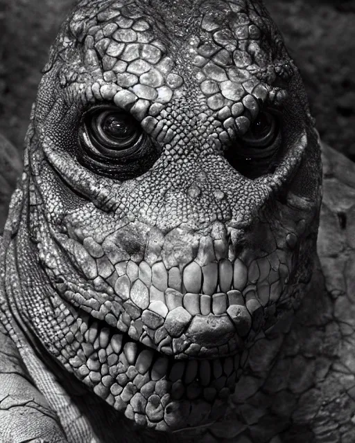 Prompt: a dramatic photo portrait of a reptilian woman