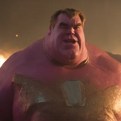 Prompt: film still of John Candy as Thanos in Avengers Endgame